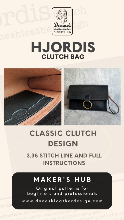 Hjordis clutch bag | DIY | Pattern Pdf | Leather craft template