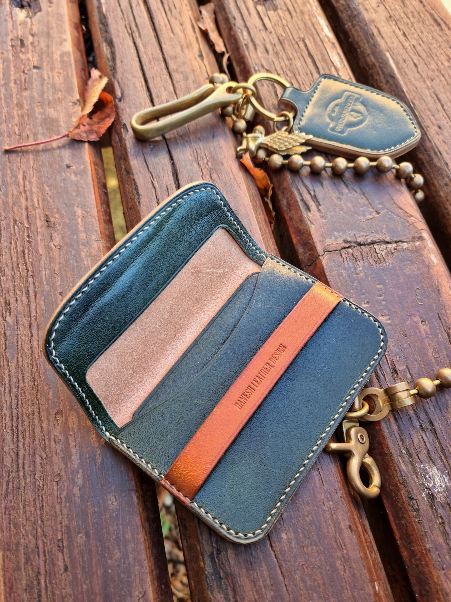 Card case - evergreen and pumpkin