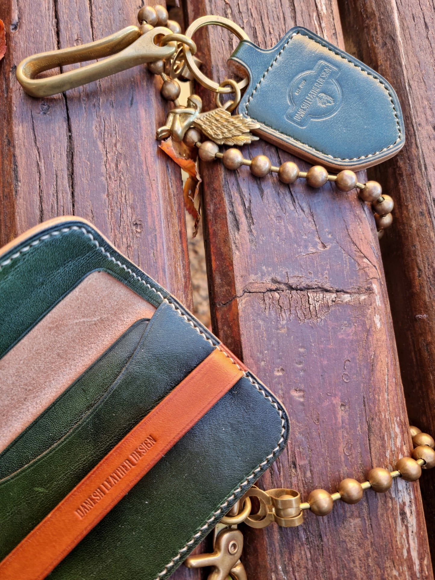 Card case - evergreen and pumpkin