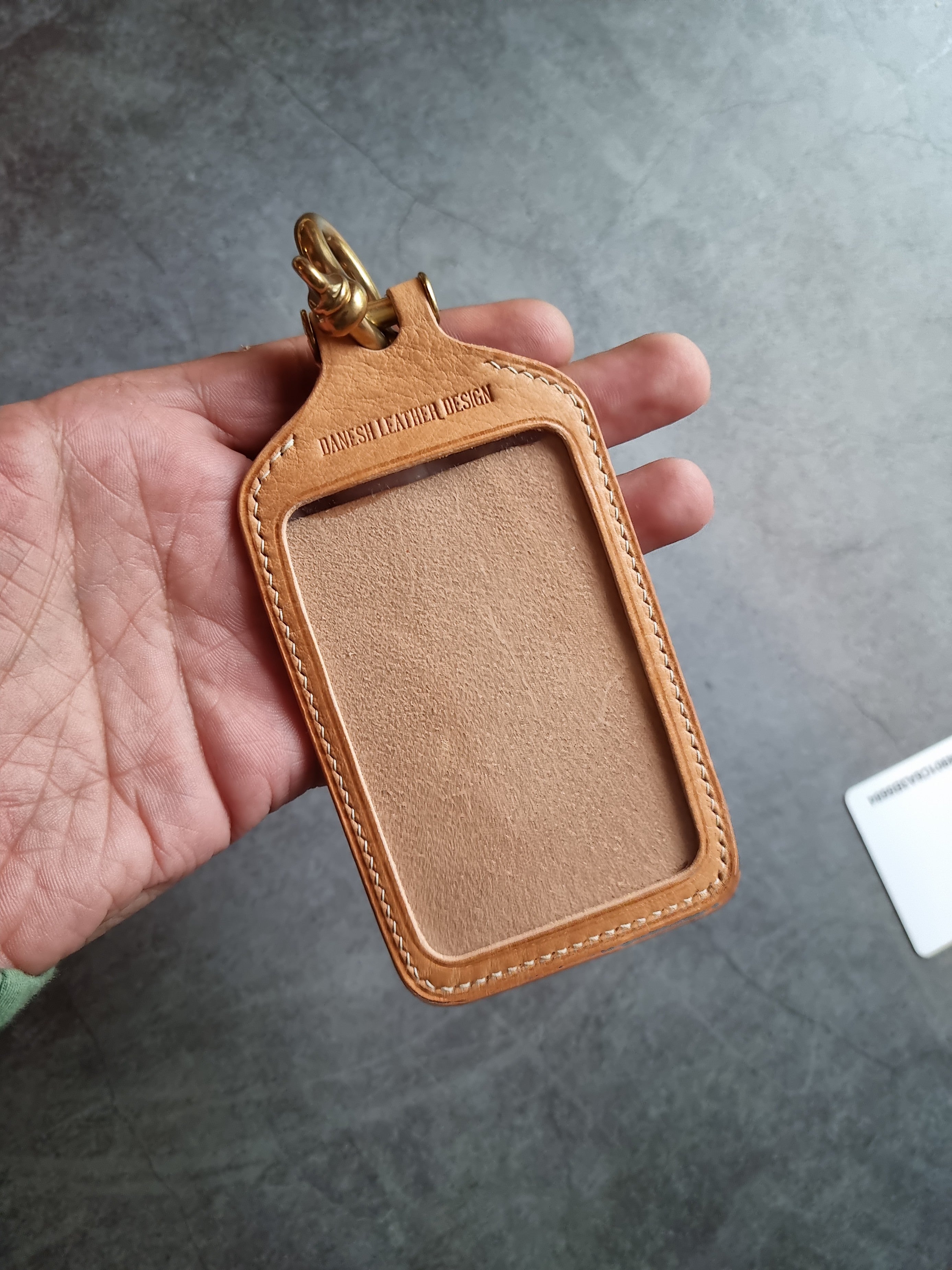 Leather id hot sale holder keychain