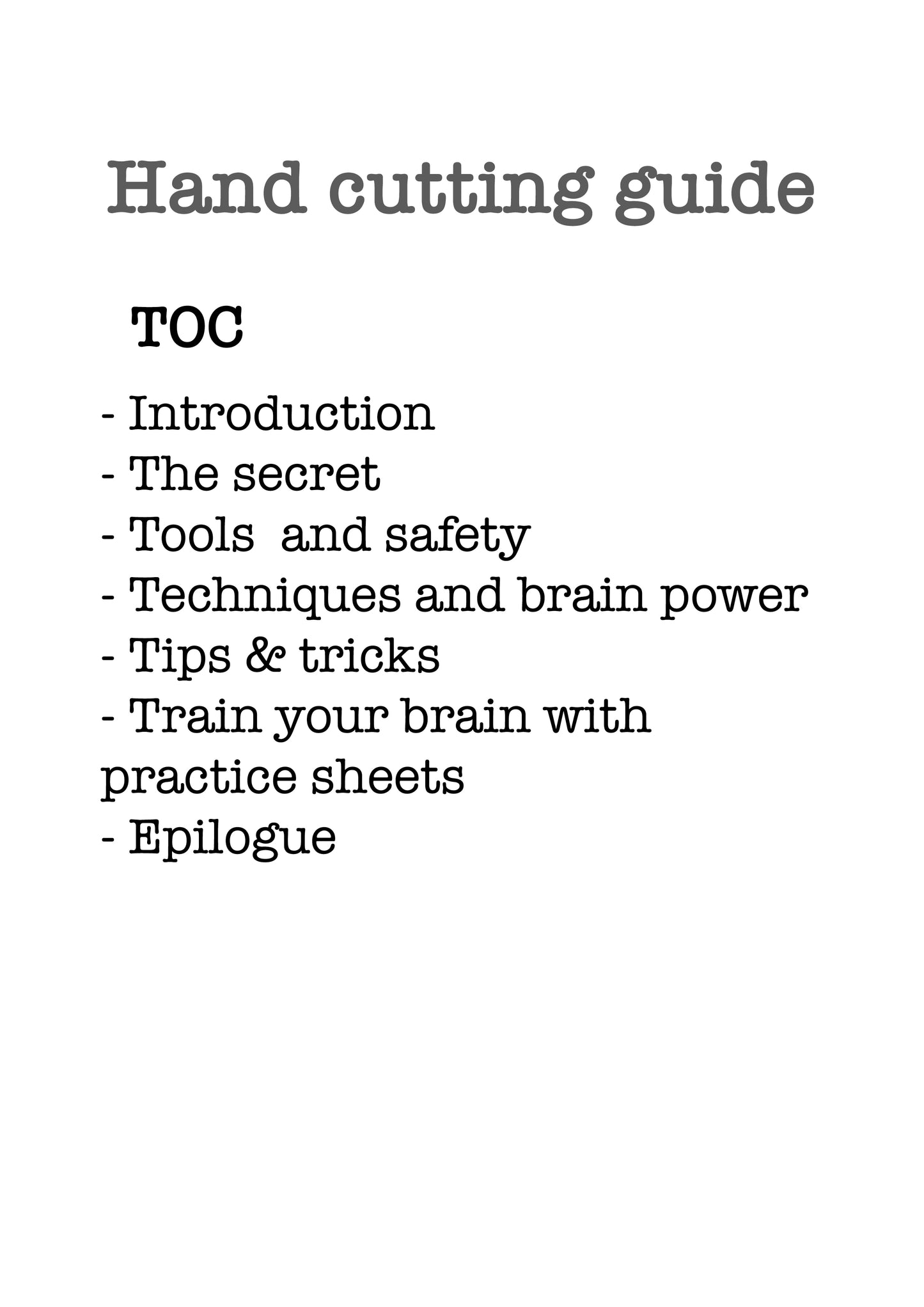 Hand cutting guide - “Use your brain to cut leather” - Hand cutting guidebook for leather makers