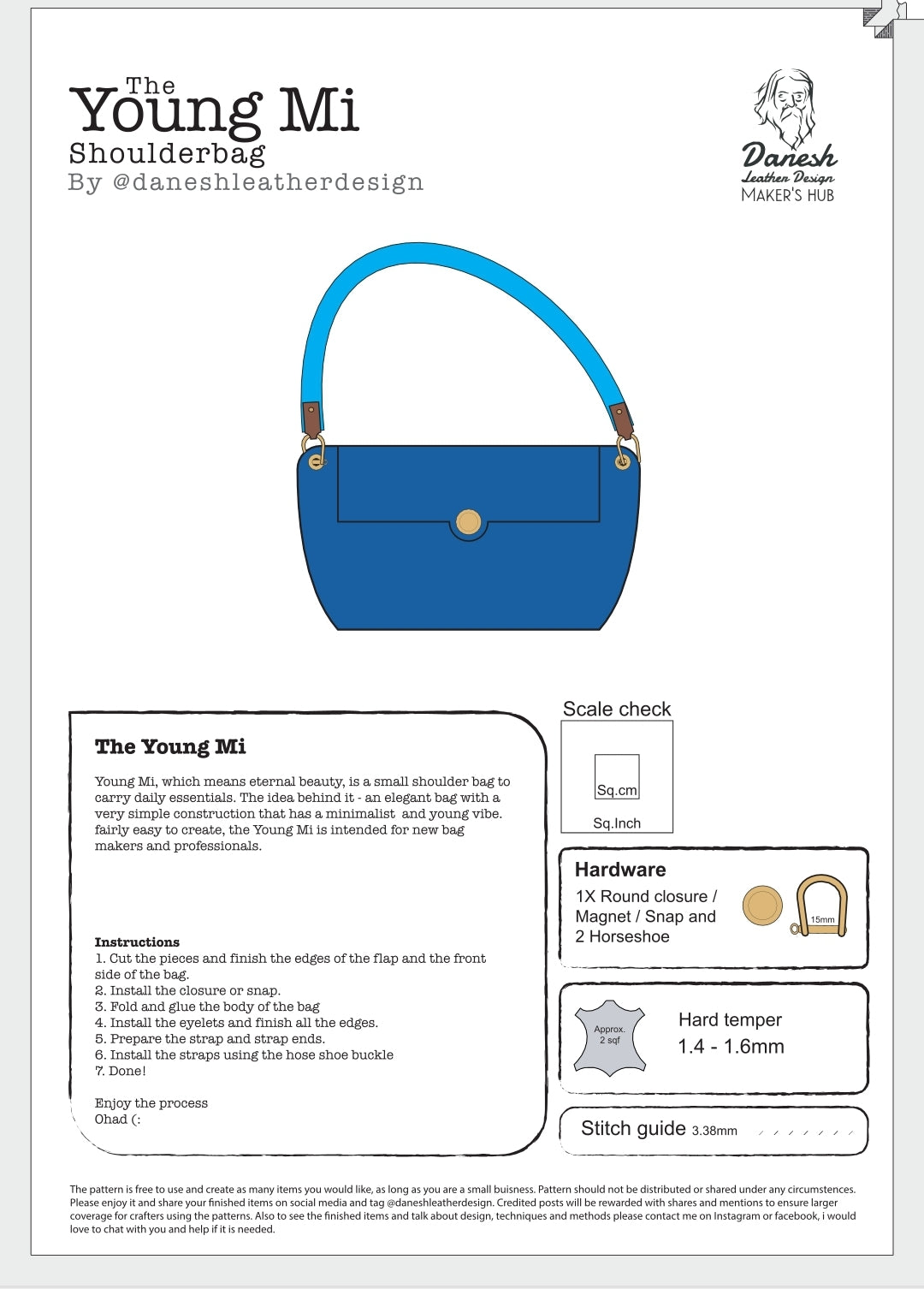 The Young Mi shoulder bag | DIY | Pattern Pdf | Leather craft template