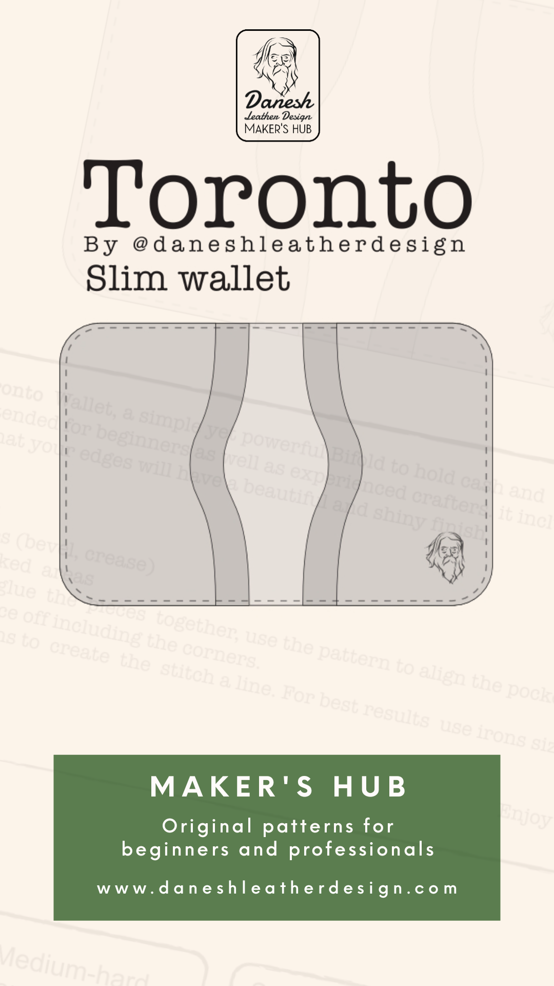 Toronto slim wallet - Template - PDF Pattern