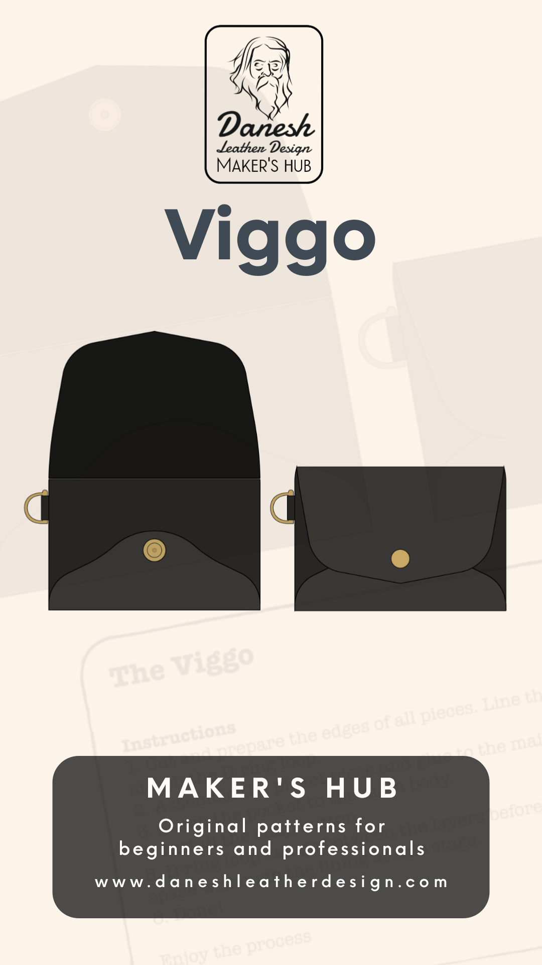 Viggo mini wallet - DIY - Pattern Pdf | Leather craft template