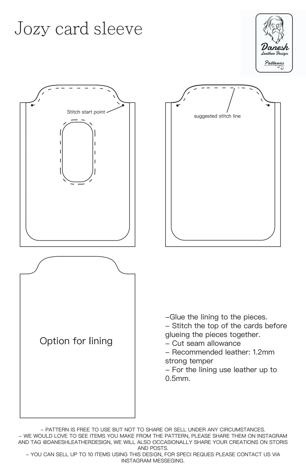 Jozy card sleeve- pattern pdf